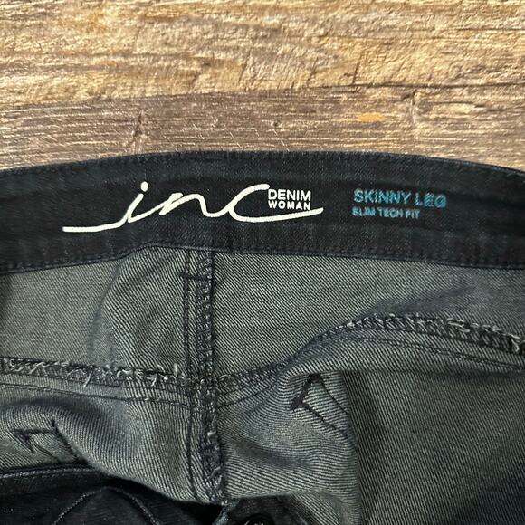 INC International Concepts Women's Black Solid Stretch Denim Skinny Leg Jeans - Picture 4 of 4